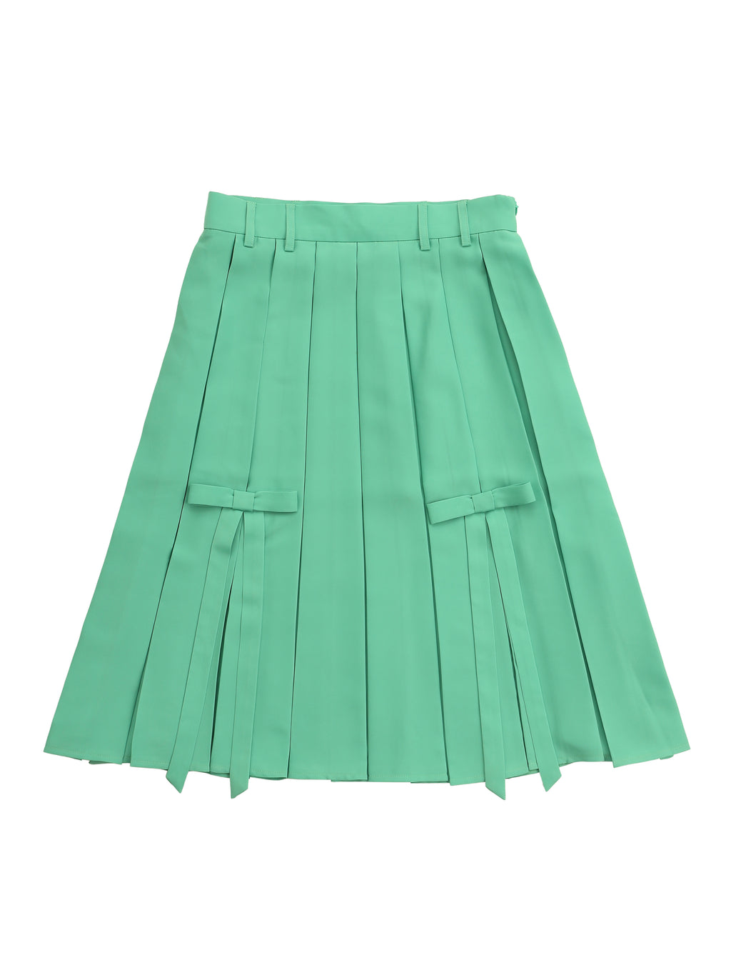 Ribbon slit pleated skirt グリーン