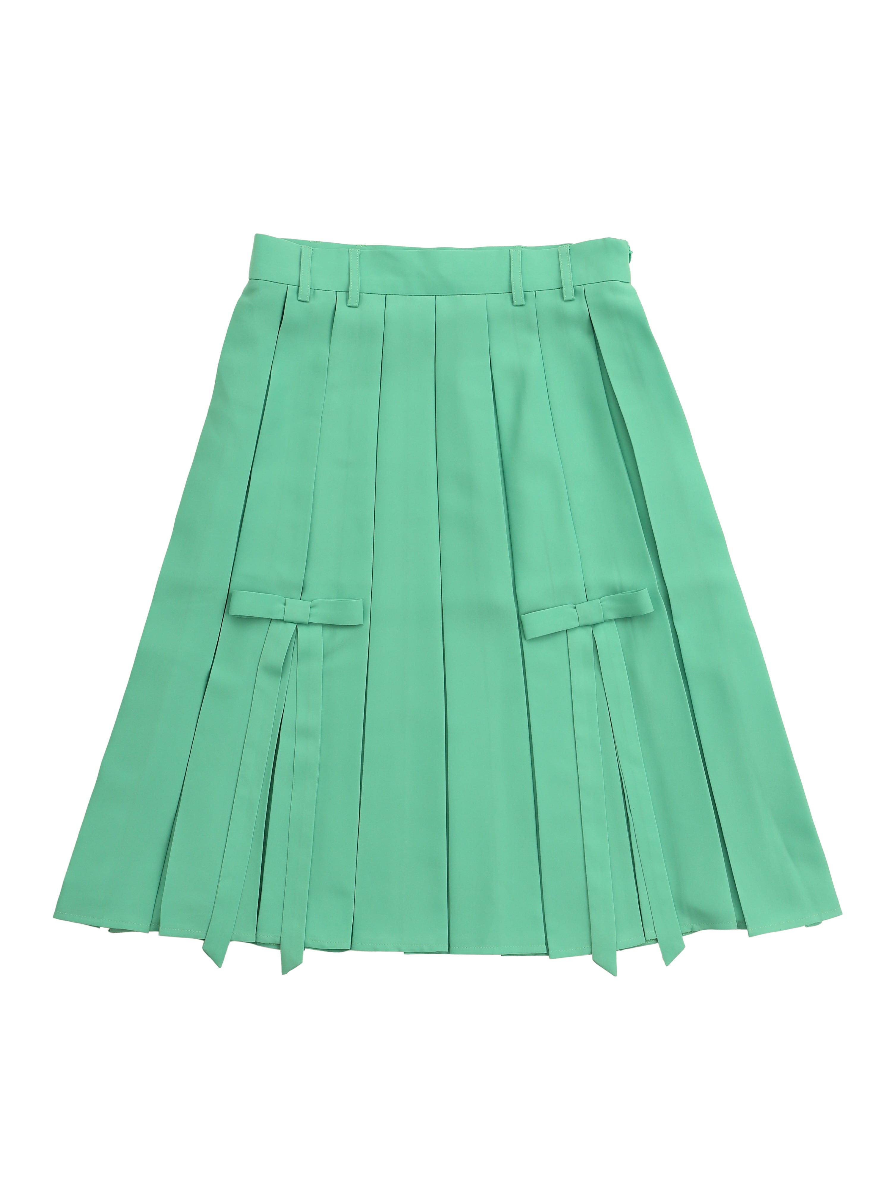 Ribbon slit pleated skirt グリーン