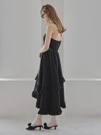 Lily embroidered apron long dress ブラック size:M model:175cm MARTA