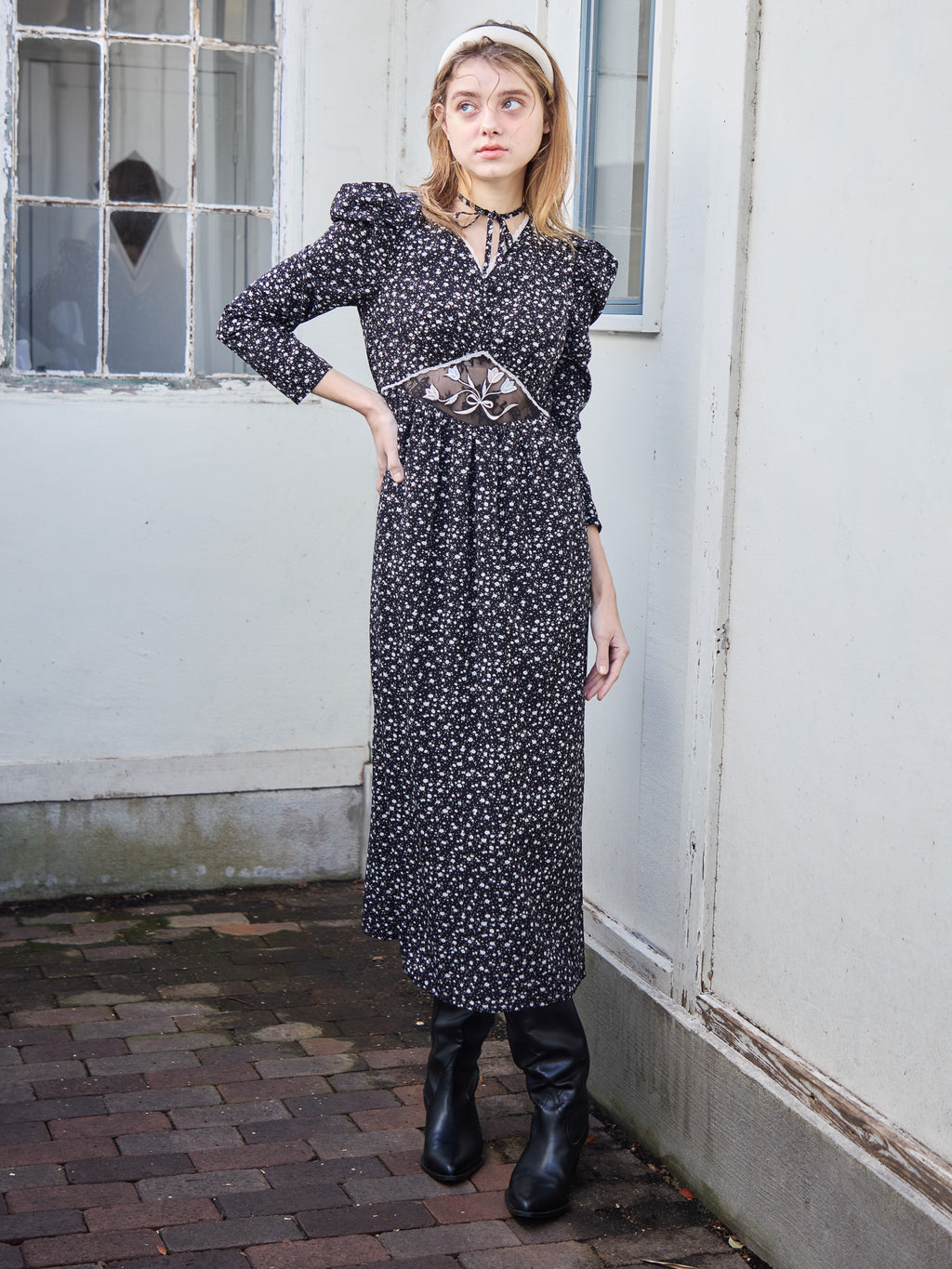 Tulip embroidered dress ブラック size:M model:174cm KATERYNA