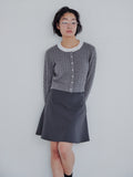 Frilly cable knit cardigan グレー size:M model:161cm 富樫かなえ