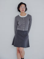 Frilly cable knit cardigan グレー size:M model:161cm 富樫かなえ