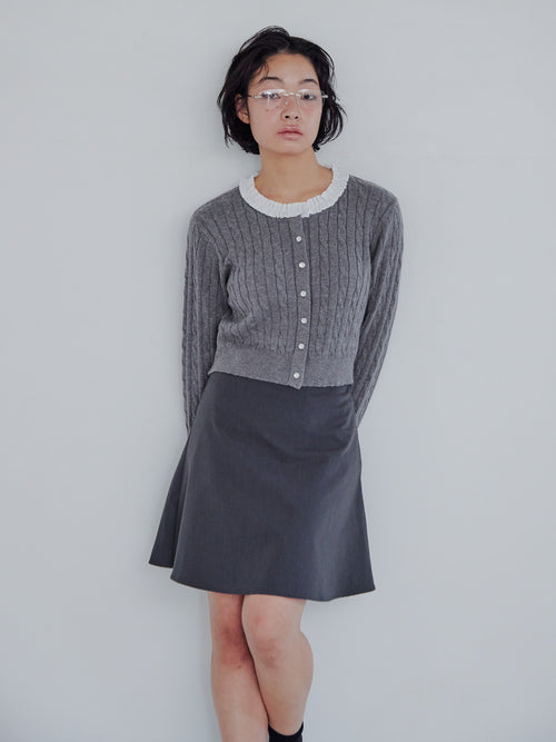 Frilly cable knit cardigan グレー size:M model:161cm 富樫かなえ