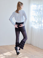Frill tulle print pants ブラック size:M model:174cm KATERYNA