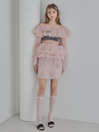 Rose tulle mini skirt ピンク size:M model:175cm MARTA