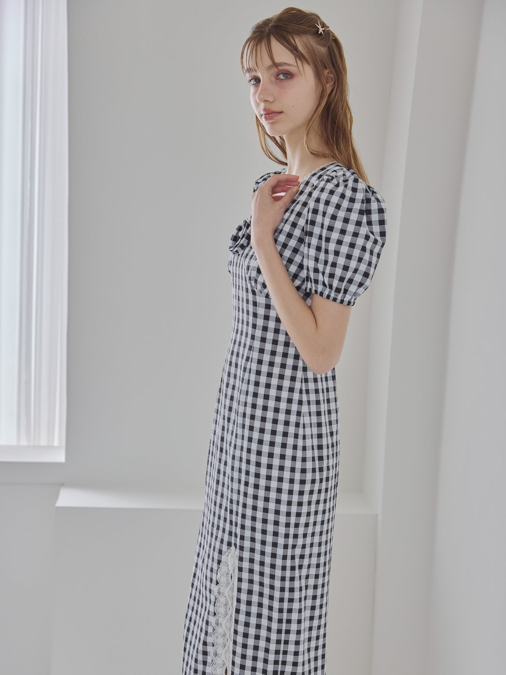 Rose gingham dress ブラック size:M model:175cm MARTA
