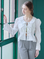 Front ribbon blouse ホワイト size:M model:171cm ANIUTA