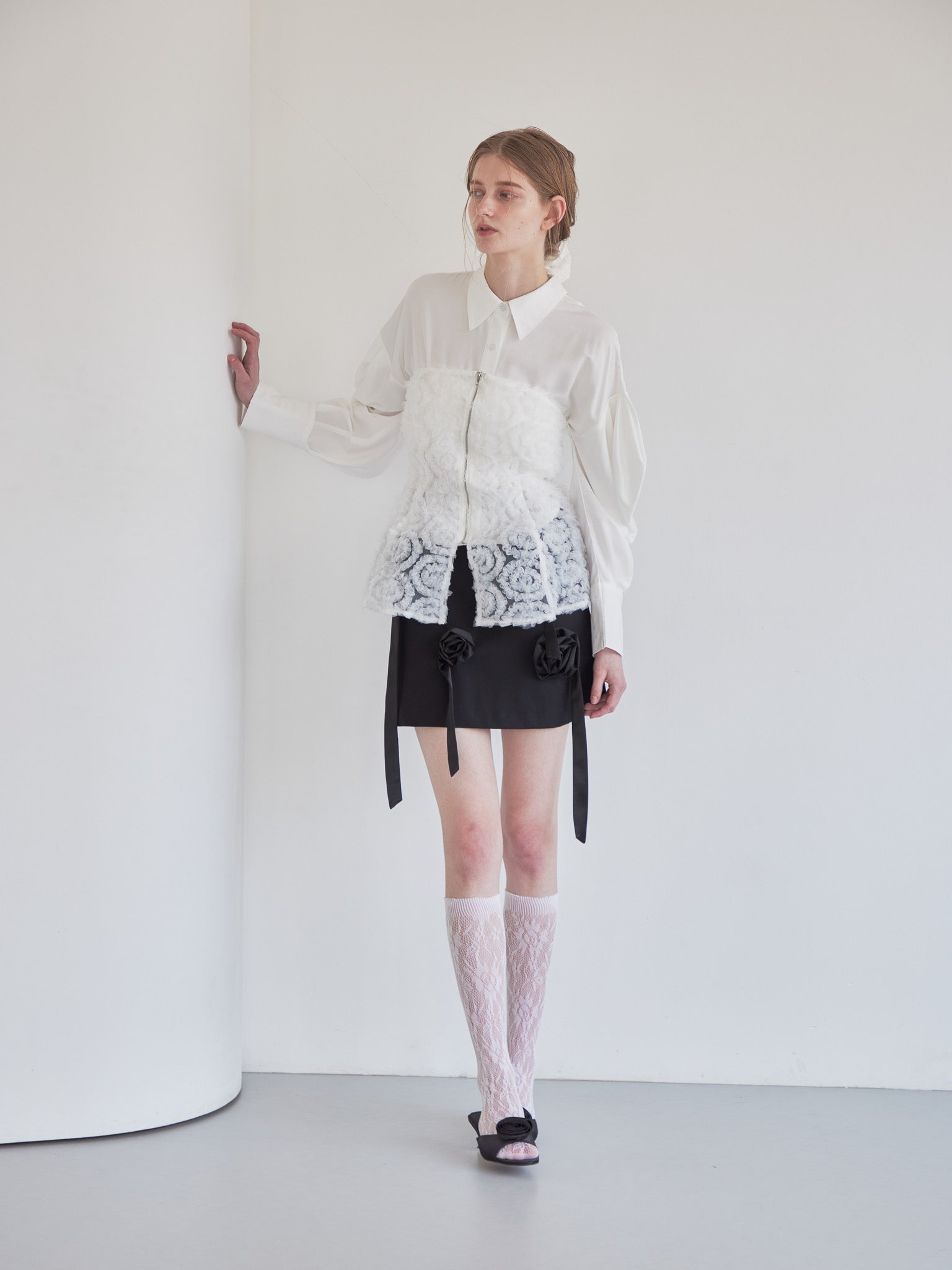 Tulle bare top & shirt set ホワイト size:M model:174cm LERA
