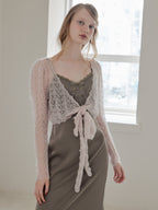 Mohair crochet ribbon cardigan ピンク size:M model:173cm DASHA.G
