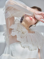 Rose tulle off shoulder blouse ホワイト size:M model:174cm KATERYNA