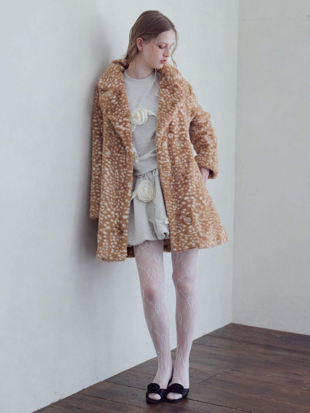 Many rose sweat balloon skirt グレー size:M model:173cm ALINA