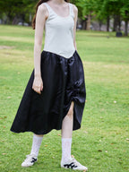 Rose satin docking rib dress ブラック size:M model:170cm ALICE
