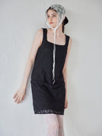 Low belt lace mini dress ブラック size:M model:170cm ALICE