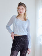 Tulip crochet cardigan サックス size:M model:174cm KATERYNA