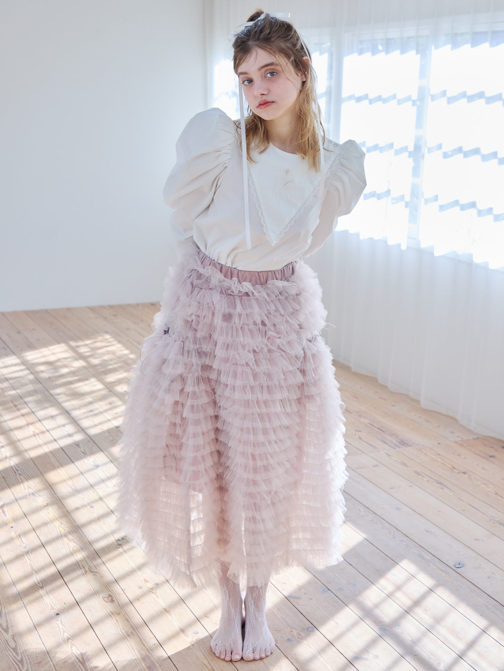 Tulle tiered volume skirt ピンク size:M model:174cm KATERYNA