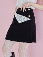 Lace lined mini skirt ブラック size:M model:173cm Olesia