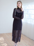 Tulle print dress & bra ブラック size:M model:174cm KATERYNA