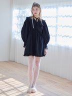 French letter collar wrap mini dress ブラック size:M model:174cm KATERYNA