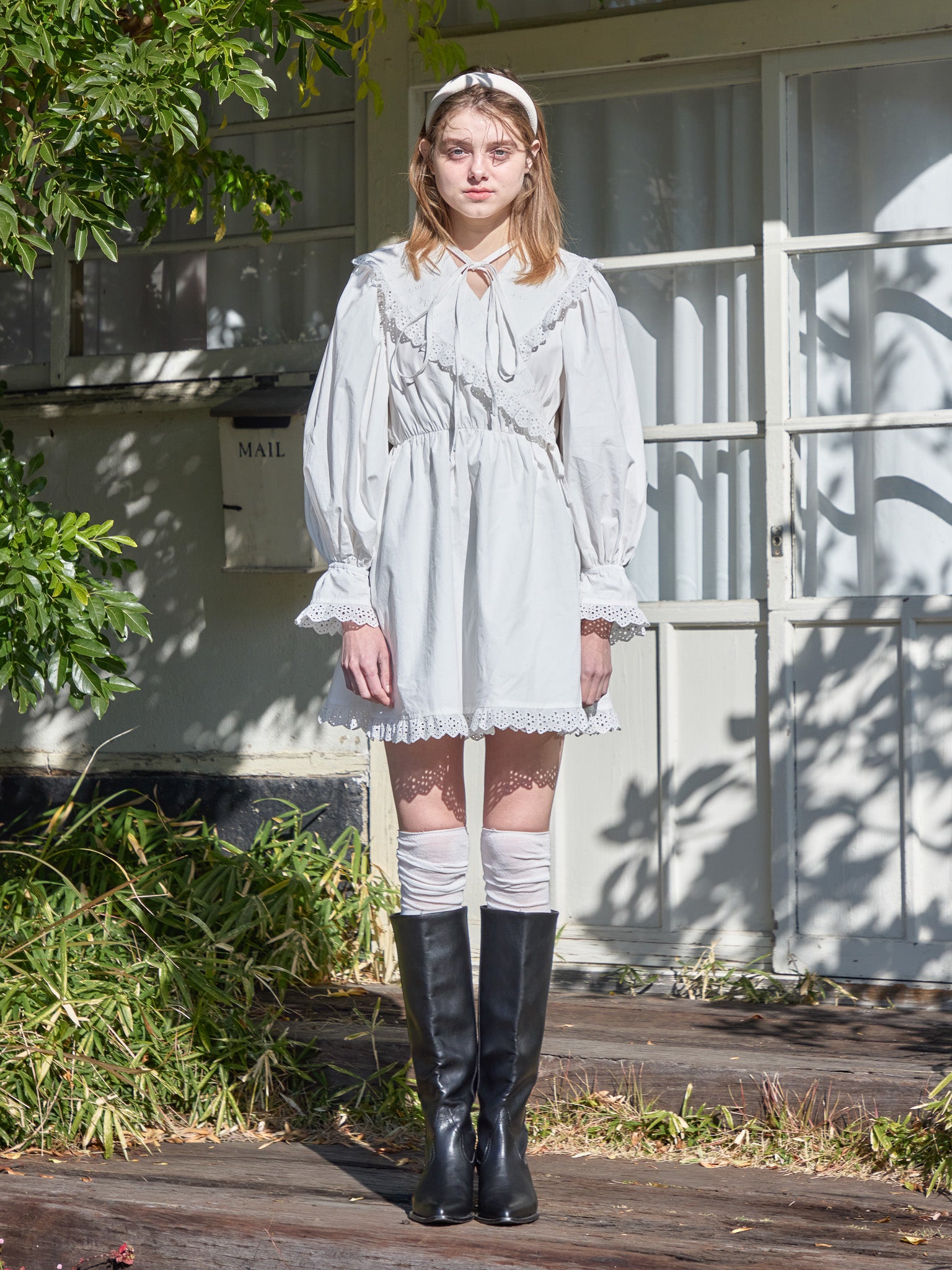 French letter collar wrap mini dress ホワイト size:M model:174cm KATERYNA