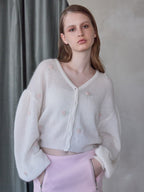 Many rose embroidery cardigan ホワイト size:M model:173cm ALINA
