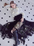Many rose sweat top グレー size:M model:173cm ALINA