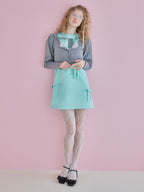 Many ribbon satin mini dress グリーン size:M model:173cm Olesia