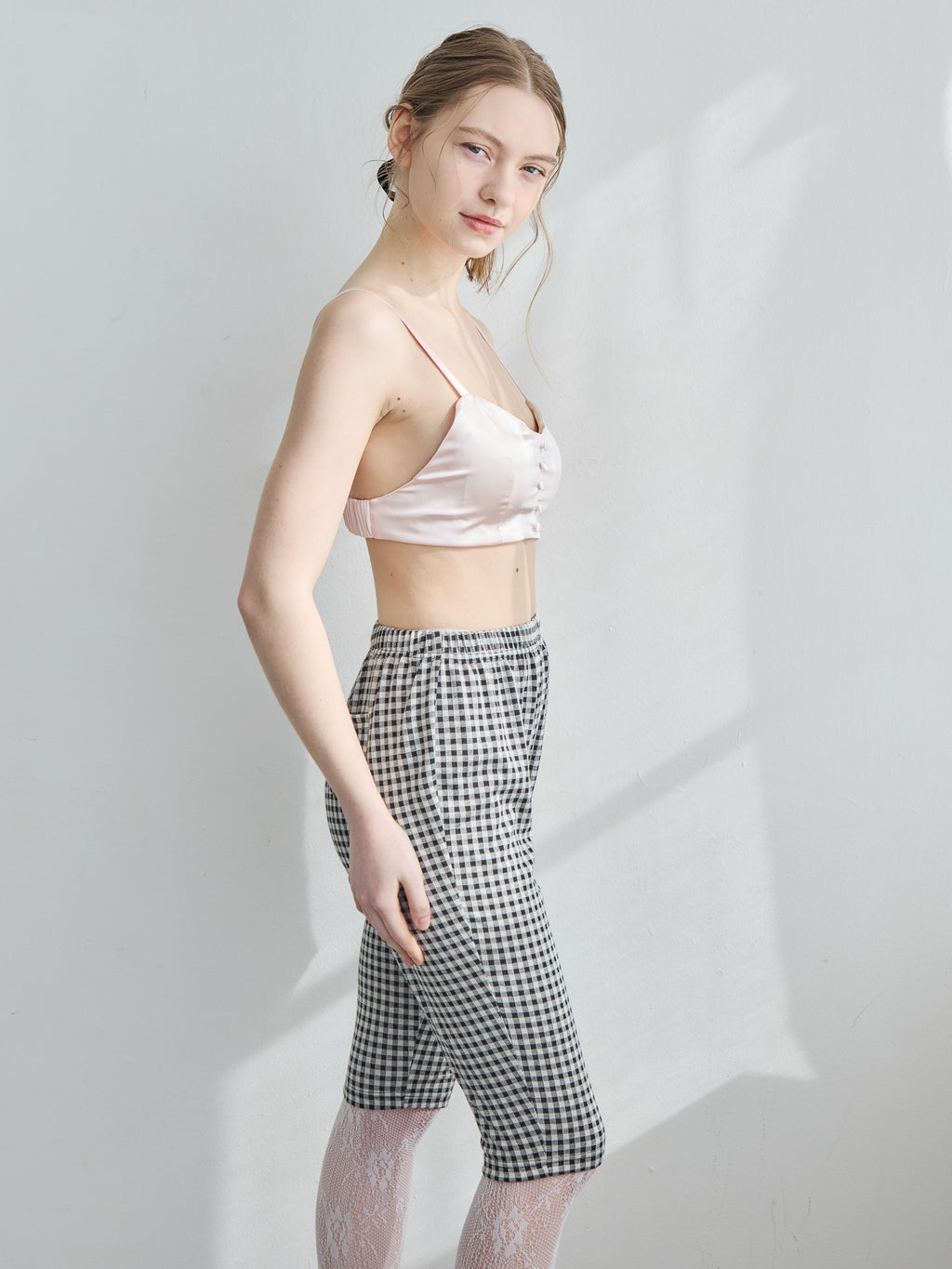 Satin bra top ピンク size:M model:171cm ANIUTA
