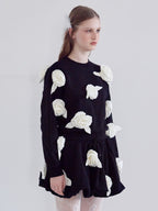 Many rose sweat top ブラック size:M model:173cm ALINA