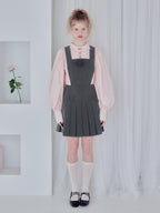 Rose pleated apron dress グレー size:M model:173cm Olesia