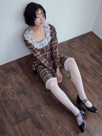 Hem lace sabrina pants ブラウン size:M model:161cm 富樫かなえ