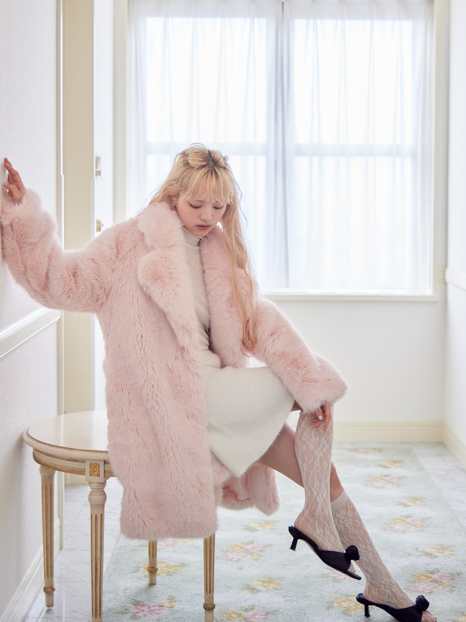 Fur coat ピンク size:M model:163cm MINAMI