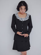 Lace trimmed tailored blouse ブラック size:M model:161cm 富樫かなえ