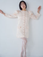 Volume sleeve mini dress ピンクベージュ size:M model:161cm 富樫かなえ