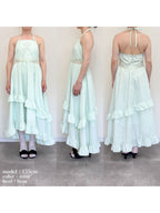 Lily embroidered apron long dress ミント