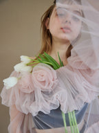 Rose tulle off shoulder blouse ピンク size:M model:174cm KATERYNA
