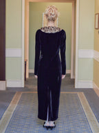 Ribbon embroidered velour dress & tippet ブラック size:M model:163cm MINAMI