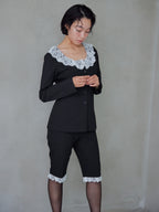Hem lace sabrina pants ブラック size:M model:161cm 富樫かなえ