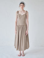 Gingham check back open dress ブラウン size:M model:170cm ALICE