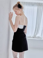 Rhinestone mini dress ブラック size:M model:173cm Olesia