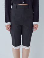 Hem lace sabrina pants ブラック size:M model:161cm 富樫かなえ