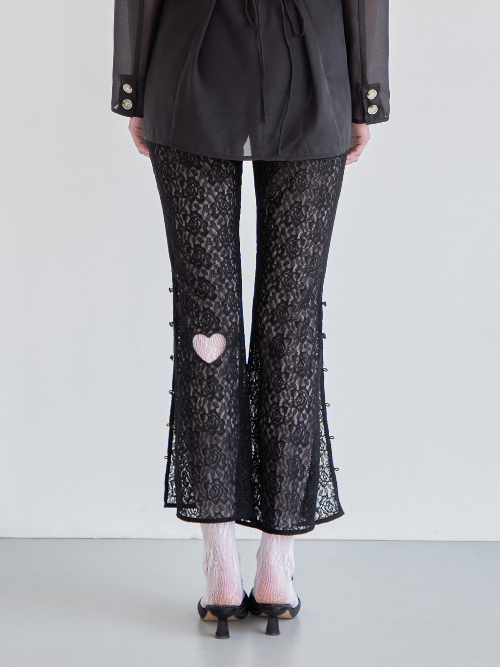 Heart trimming lace pants ブラック size:M model:174cm LERA
