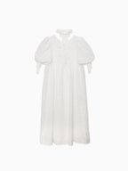 Ribbon jaquard volume dress ホワイト