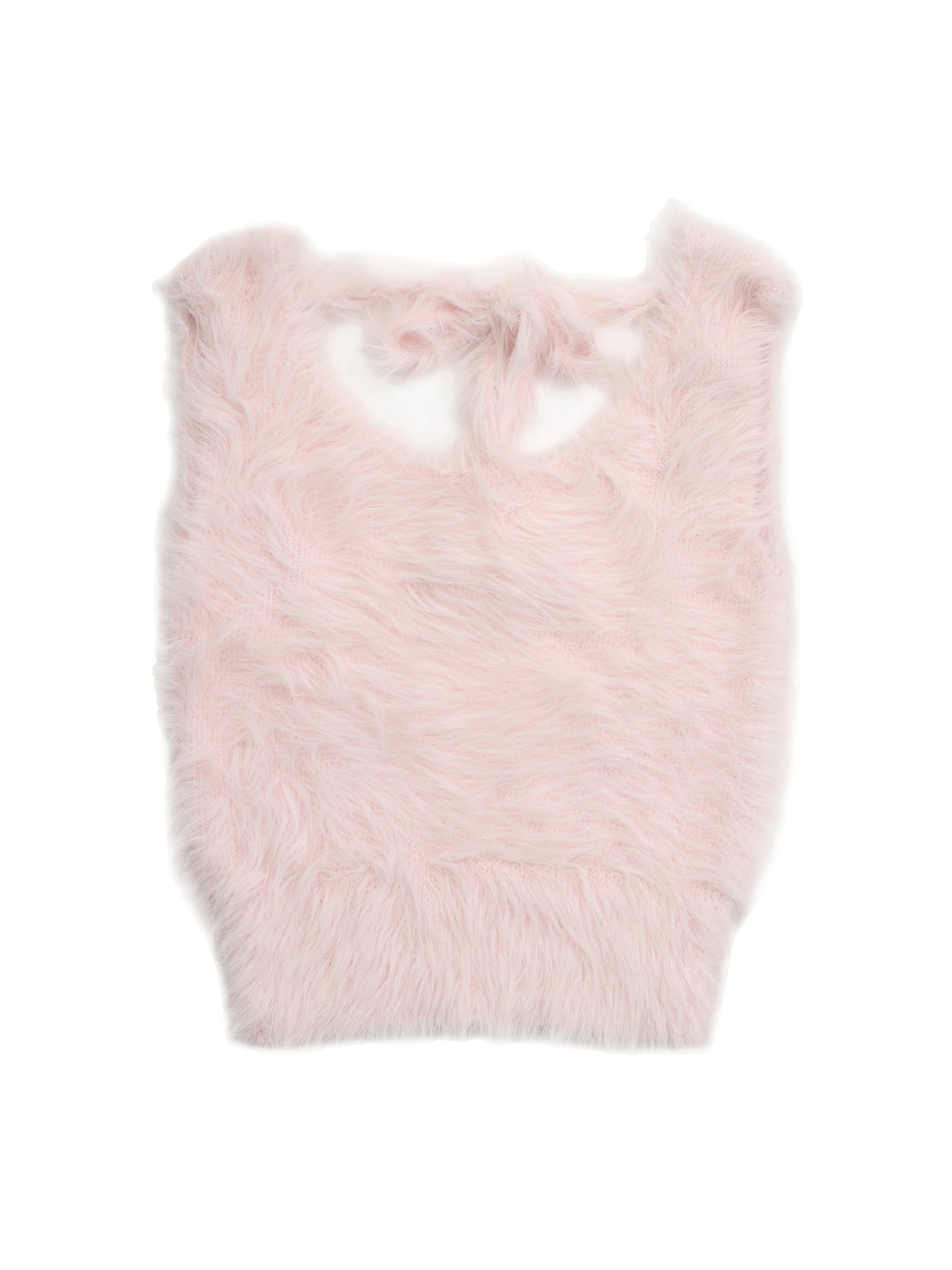 Back open shaggy knit tank top ピンク