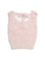 Back open shaggy knit tank top ピンク