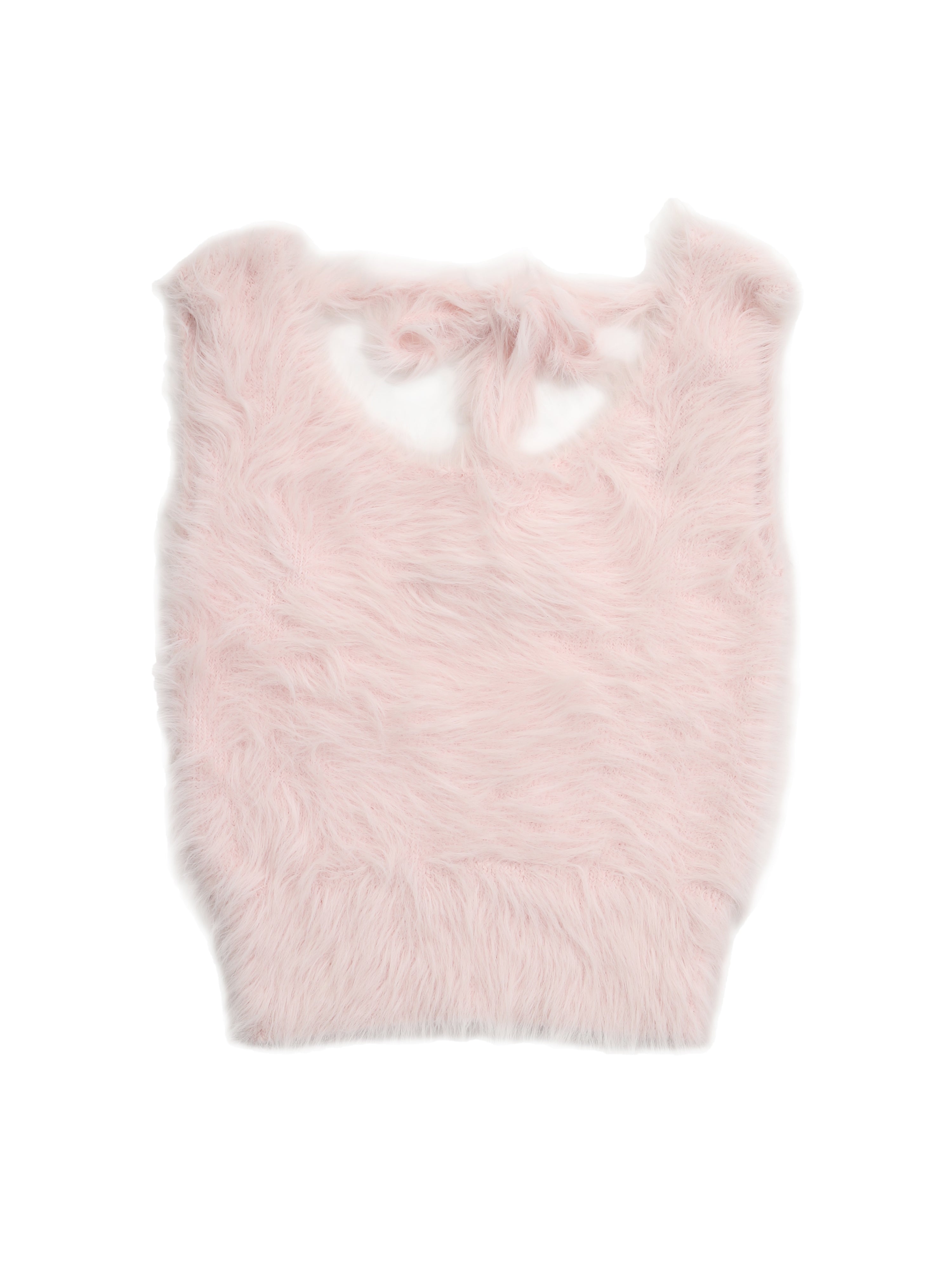 Back open shaggy knit tank top ピンク