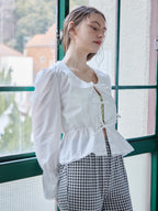 Front ribbon blouse ホワイト size:M model:171cm ANIUTA