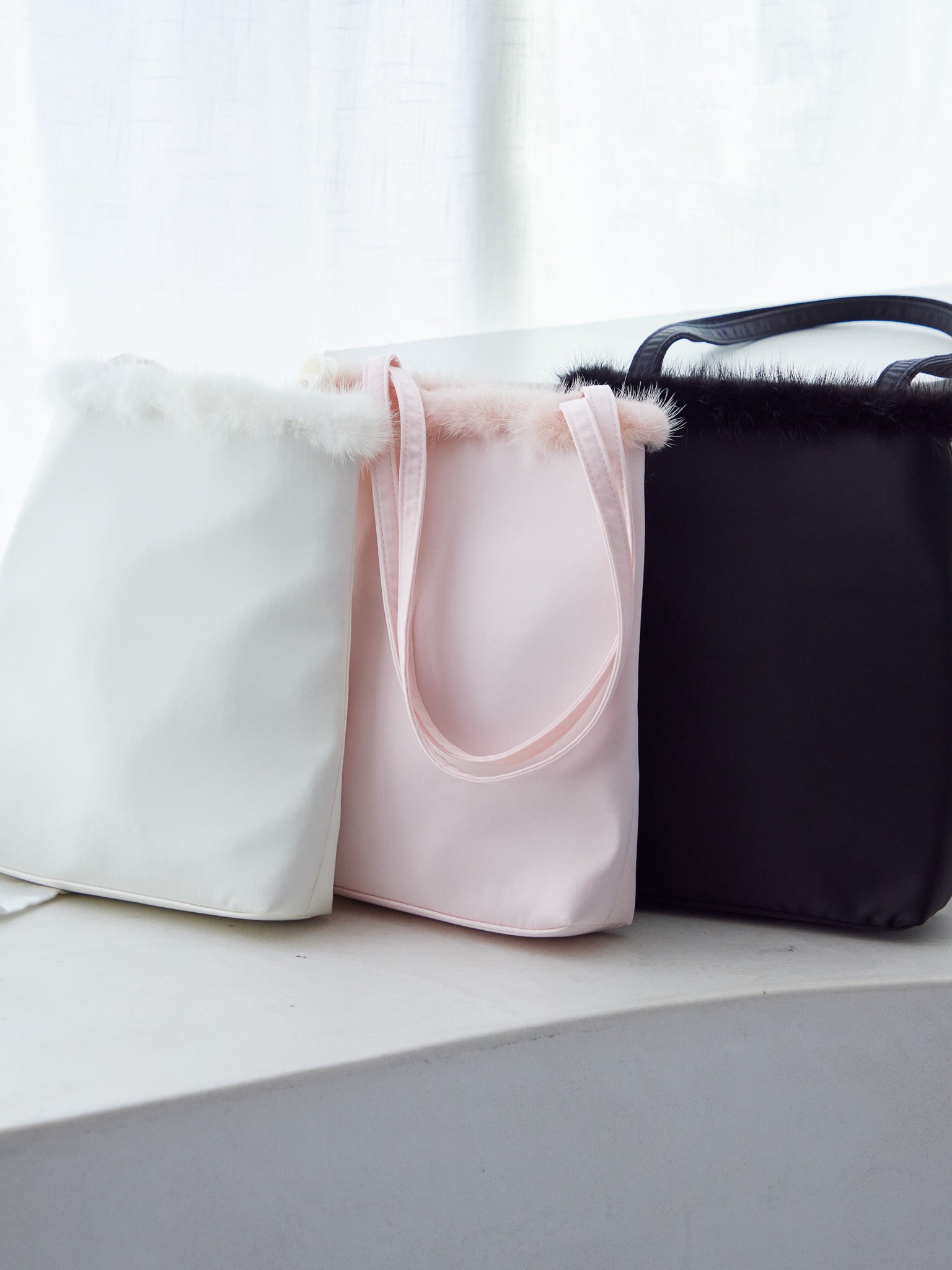 Fur satin bag