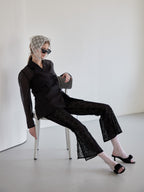 Heart trimming lace pants ブラック size:M model:174cm LERA