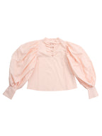 Many ribbon volume sleeve blouse ピンク