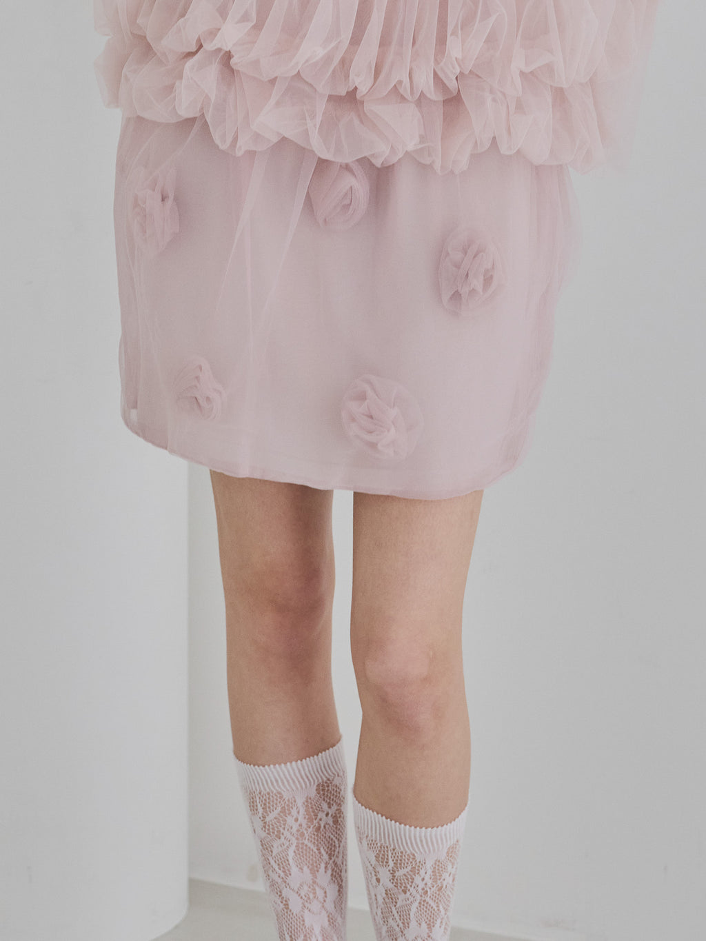 Rose tulle mini skirt ピンク size:M model:175cm MARTA